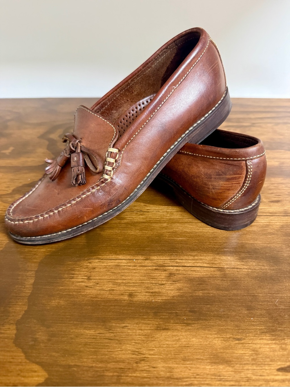 Cole Haan Burnt Bridle Leather Loafers Tassel F6337 Flats Brown